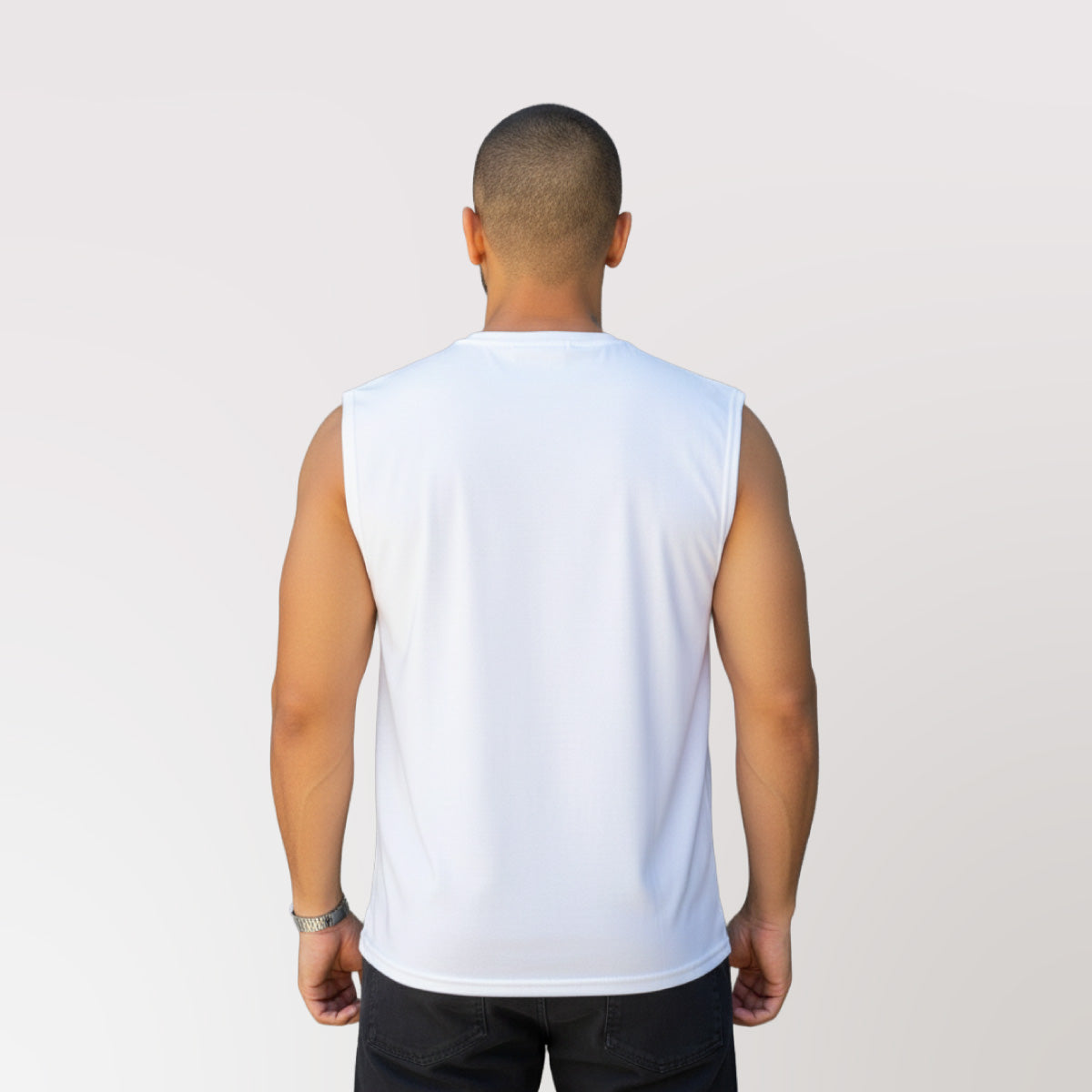 Polera Tank Top Fit Sin Mangas Blanca DSanti