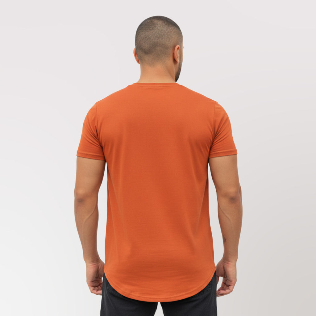 polera long fit terracota hombre algodón - vista ESPALDA