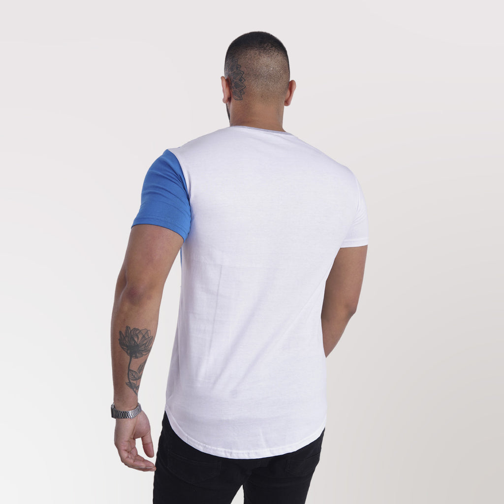 Polera Long Fit Tri Color Azul Gris DSanti