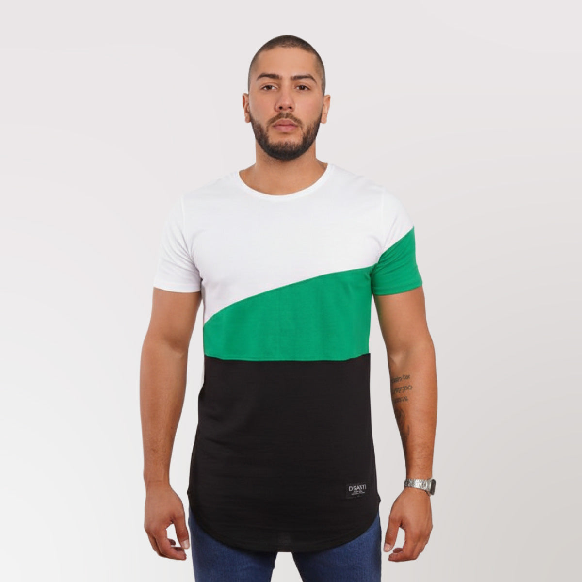Polera Long Fit Tricolor VerdeNE Dsanti