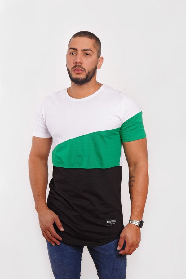 Polera Long Fit Tricolor VerdeNE Dsanti