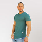 polera long fit verde petróleo algodón hombre - vista frontal