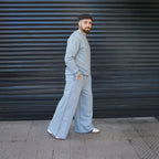 pantalón de buzo baggy gris plata franela premium - vista principal