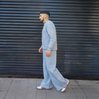 pantalón de buzo baggy gris plata franela premium - vista lateral 3