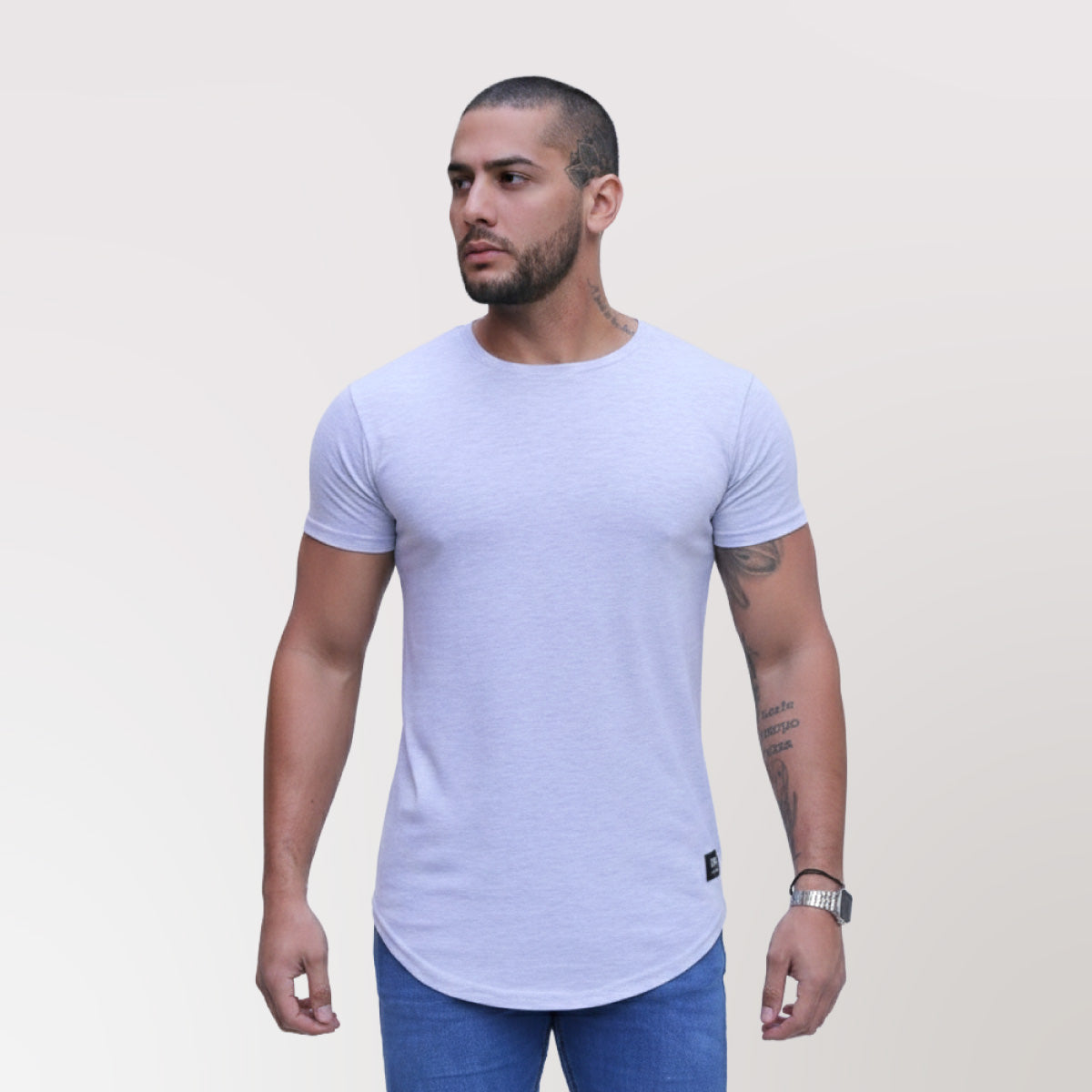 Polera Long Fit Clasic 096 Gris Melange Dsanti