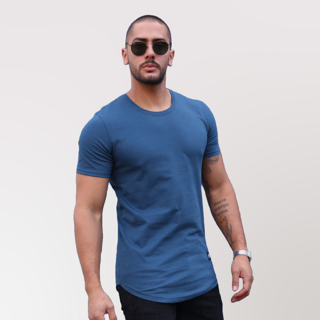 Polera long fit azul petróleo Dsanti modelo 096