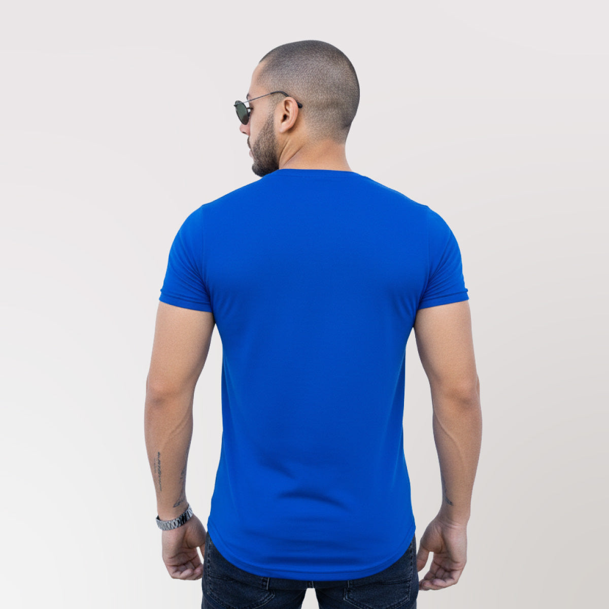 Polera long fit azul rey Dsanti vista trasera