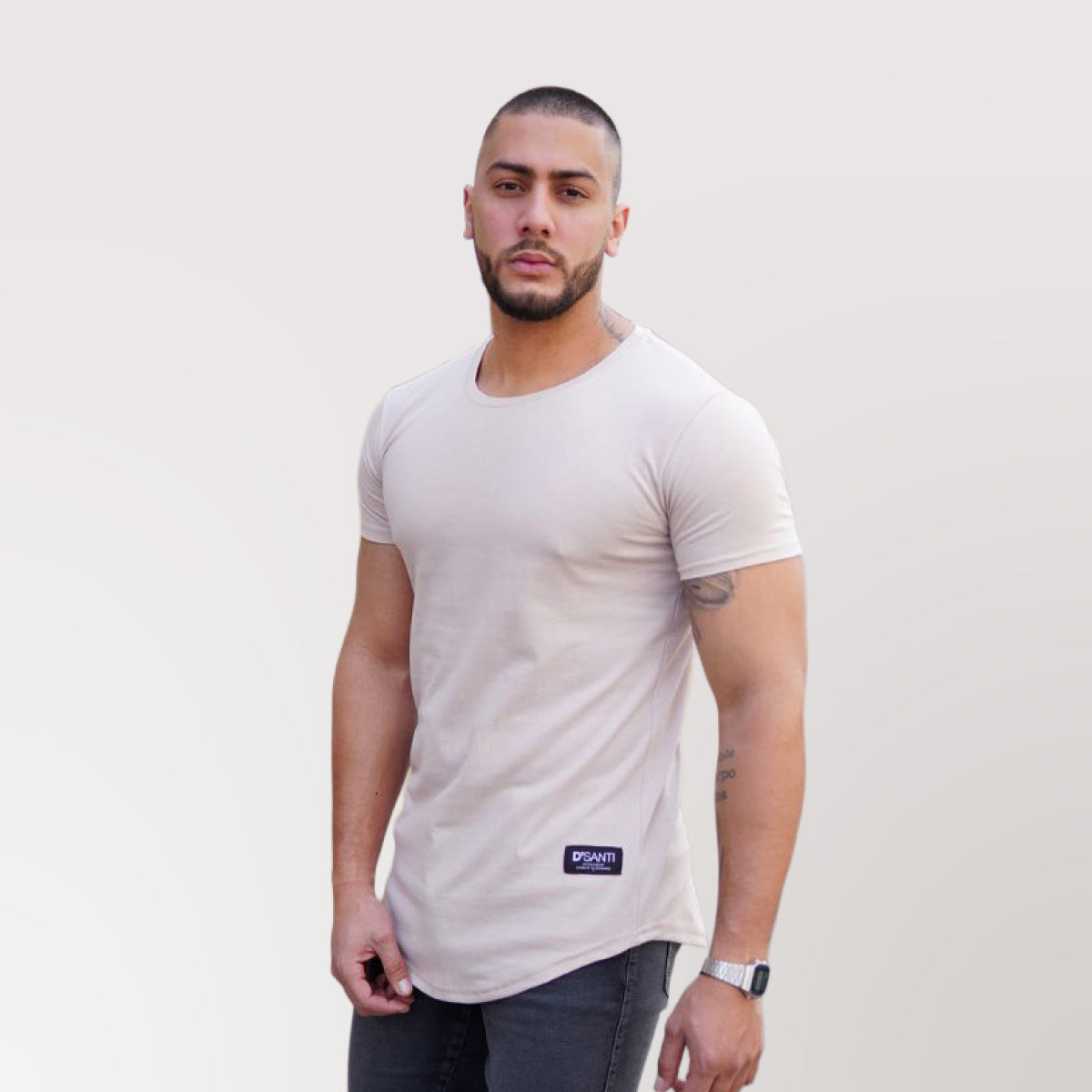 Polera long fit beige Dsanti modelo 096