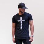 Polera long fit negra con diseño de cruz Dsanti