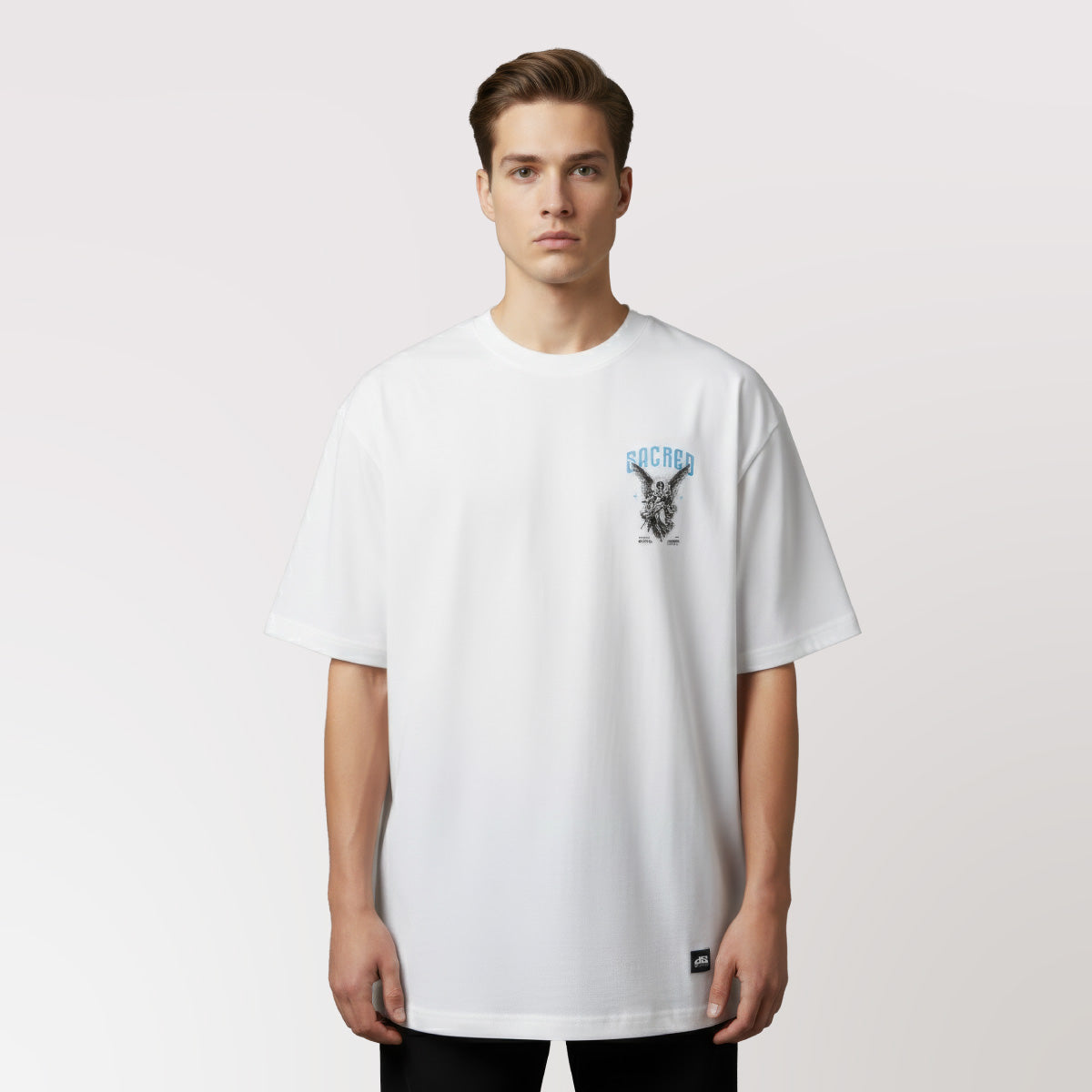 polera oversize sacred blanca algodon hombre - vista frontal